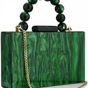 Acrylic Purses Evening Clutch Bag Marbling Handbags for Women Cross Body Bag wit
